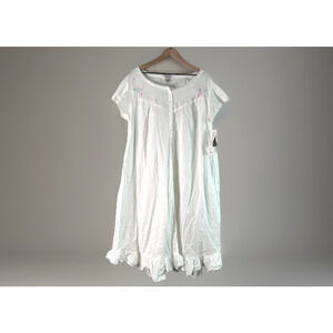 NWT Vintage Ashley Taylor Nightgown Women Plus 4X White Voile Embroidered Ruffle